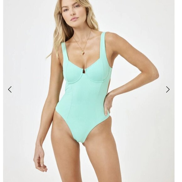 L*Space Kendal OP Classic teal green underwire one piece swimsuit small - Picture 5 of 12